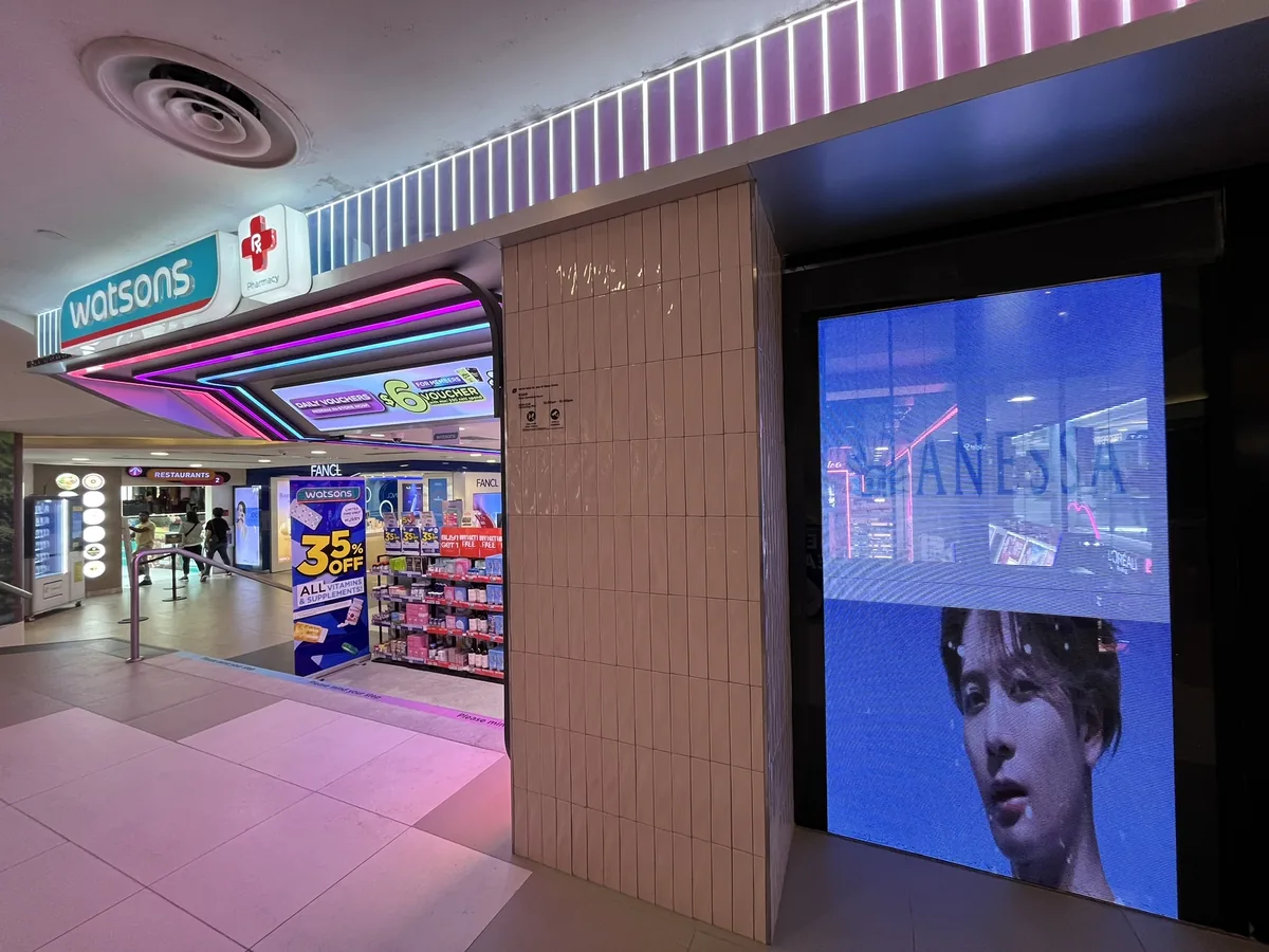 Watsons Transparent Shopfront — Transparent LED by ETA Visual in Bugis Junction, Singapore